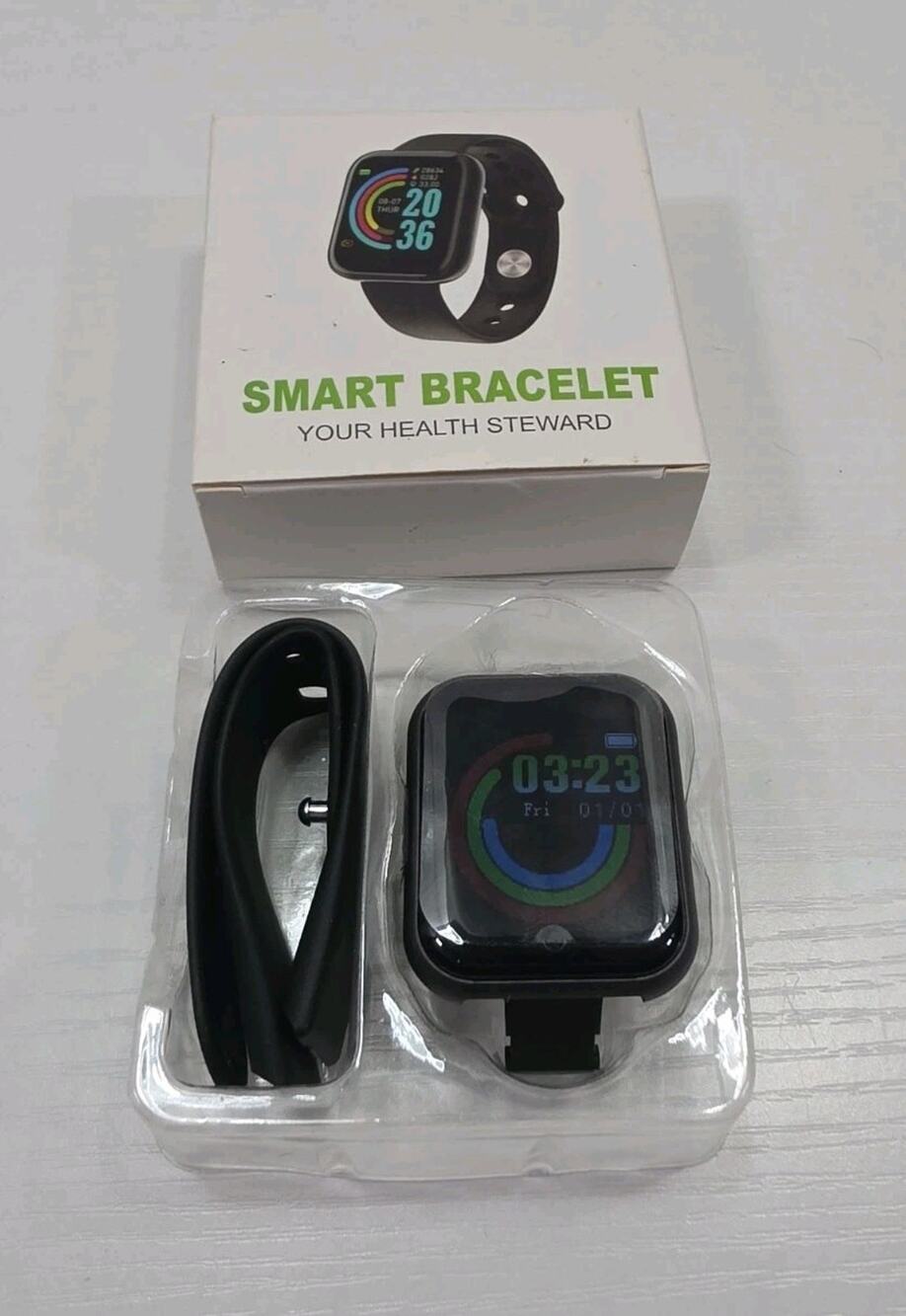 Fitness Activity H/R Tracker Smartwatch Black Rechargeable